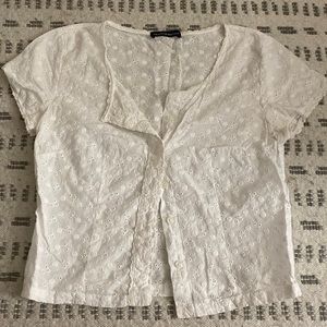 Brandy Melville white floral blouse